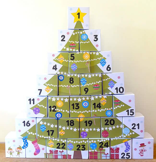 Arbol navidad cajas calendario adviento